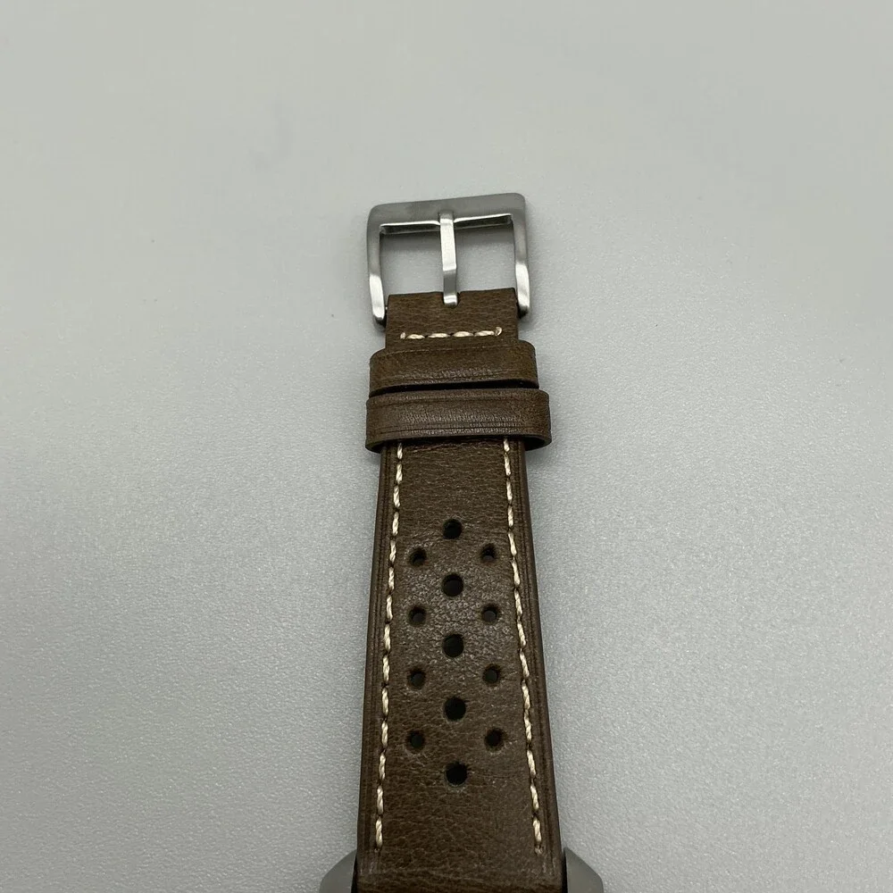 Fossil Arkitekt FS-2782 Mens Watch 30mm Silver Tone Brown Leather New Battery